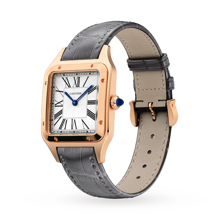 Cartier Santos-Dumont Watch Large Model, Quartz Movement, Rose Gold, Leather