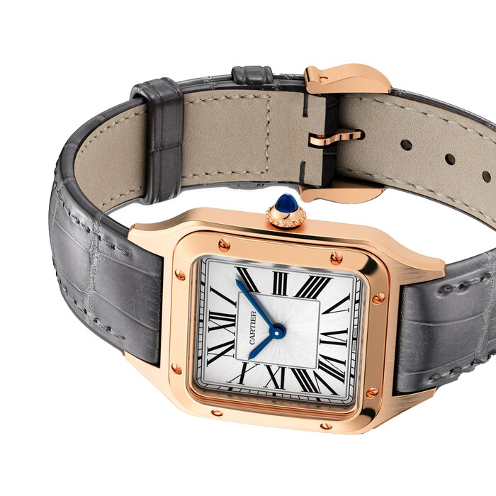 Cartier Santos-Dumont Watch Large Model, Quartz Movement, Rose Gold, Leather