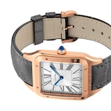 Cartier Santos-Dumont Watch Extra-Large Model, Hand-Wound Mechanical Movement, Rose Gold, Leather