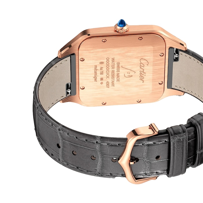 Cartier Santos-Dumont Watch Extra-Large Model, Hand-Wound Mechanical Movement, Rose Gold, Leather