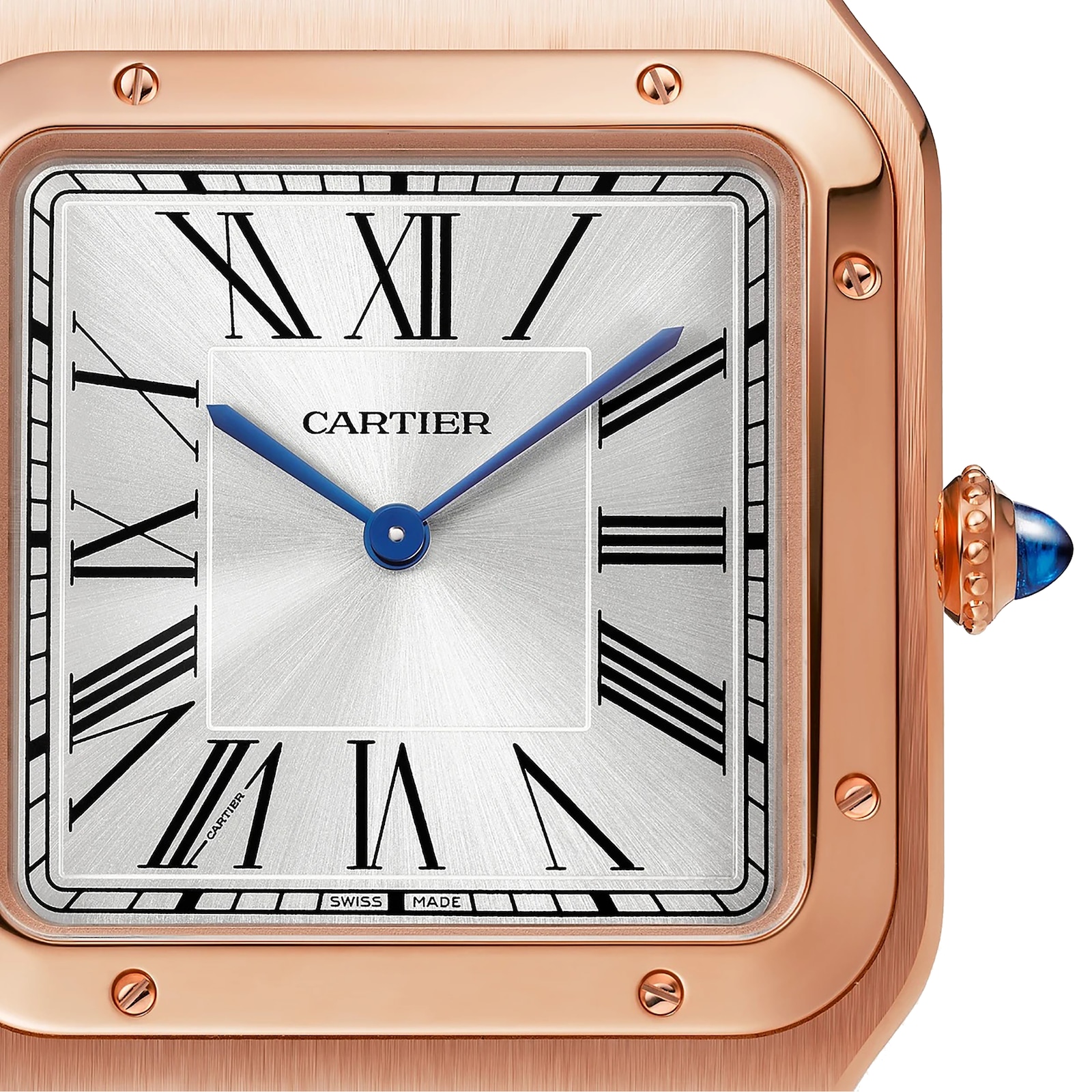 Cartier Santos-Dumont Watch Extra-Large Model, Hand-Wound Mechanical Movement, Rose Gold, Leather