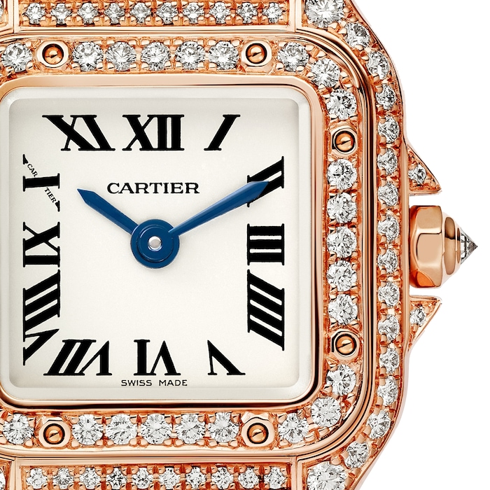 Cartier Panthère De Cartier Watch Mini Model, Quartz Movement, Rose Gold, Diamonds