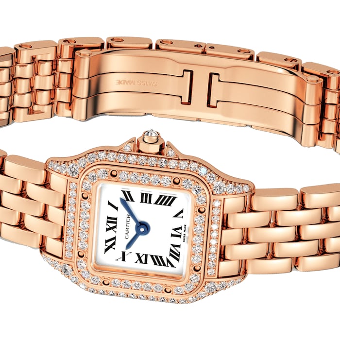 Cartier Panthère De Cartier Watch Mini Model, Quartz Movement, Rose Gold, Diamonds