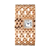 Cartier Panthère de Cartier cuff watch, quartz movement. 18K rose gold case and bracelet set with brilliant-cut diamonds.