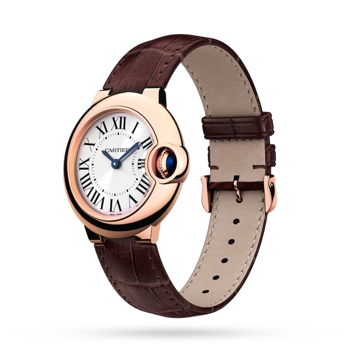 Cartier Ballon Bleu De Cartier Watch 28mm, Quartz Movement, Rose Gold, Leather