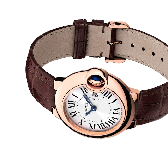 Cartier Ballon Bleu De Cartier Watch 28mm, Quartz Movement, Rose Gold, Leather