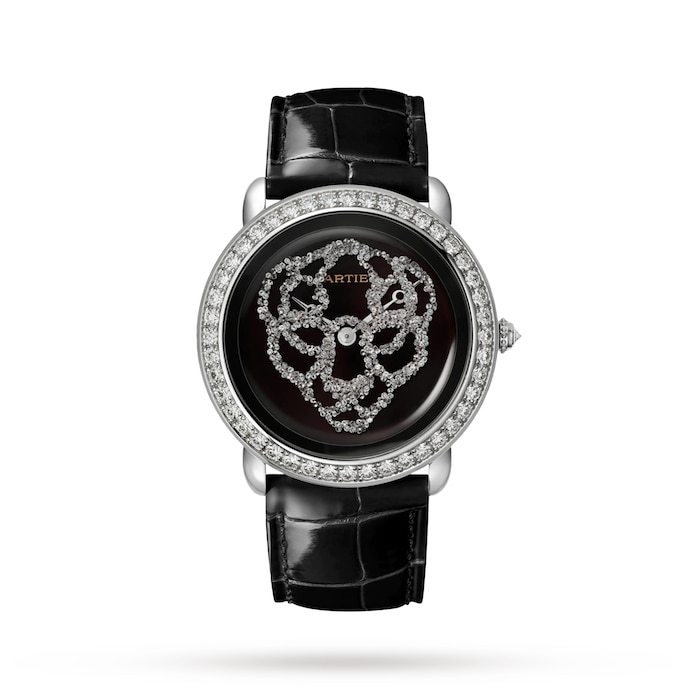 Cartier Révélation D'une Panthère Watch 37mm, Rhodiumized White Gold, Diamonds, Leather
