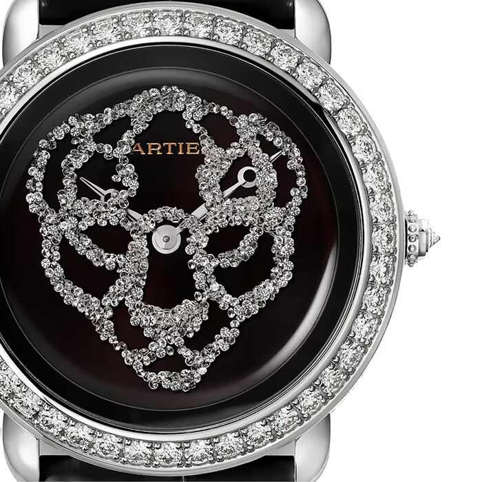 Cartier Révélation D'une Panthère Watch 37mm, Rhodiumized White Gold, Diamonds, Leather