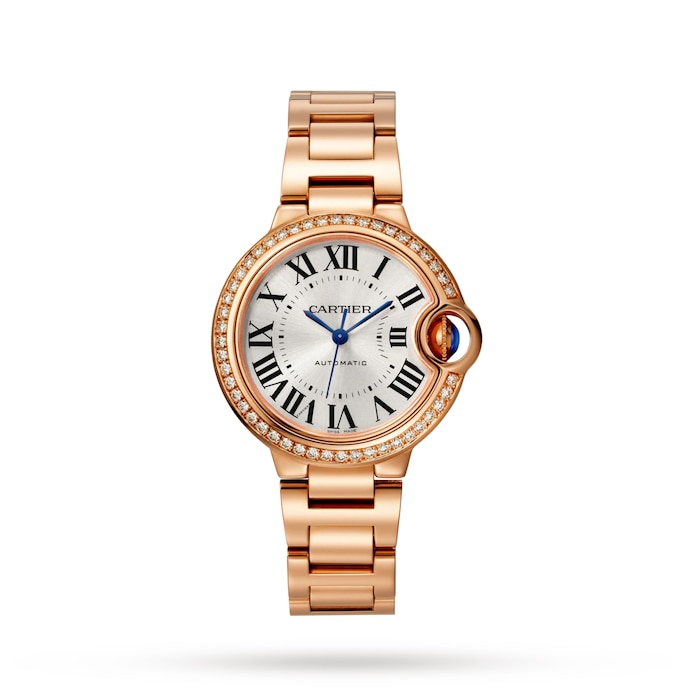 Cartier Ballon Bleu De Cartier Watch 33mm, Mechanical Movement With Automatic Winding, Rose Gold, Diamonds