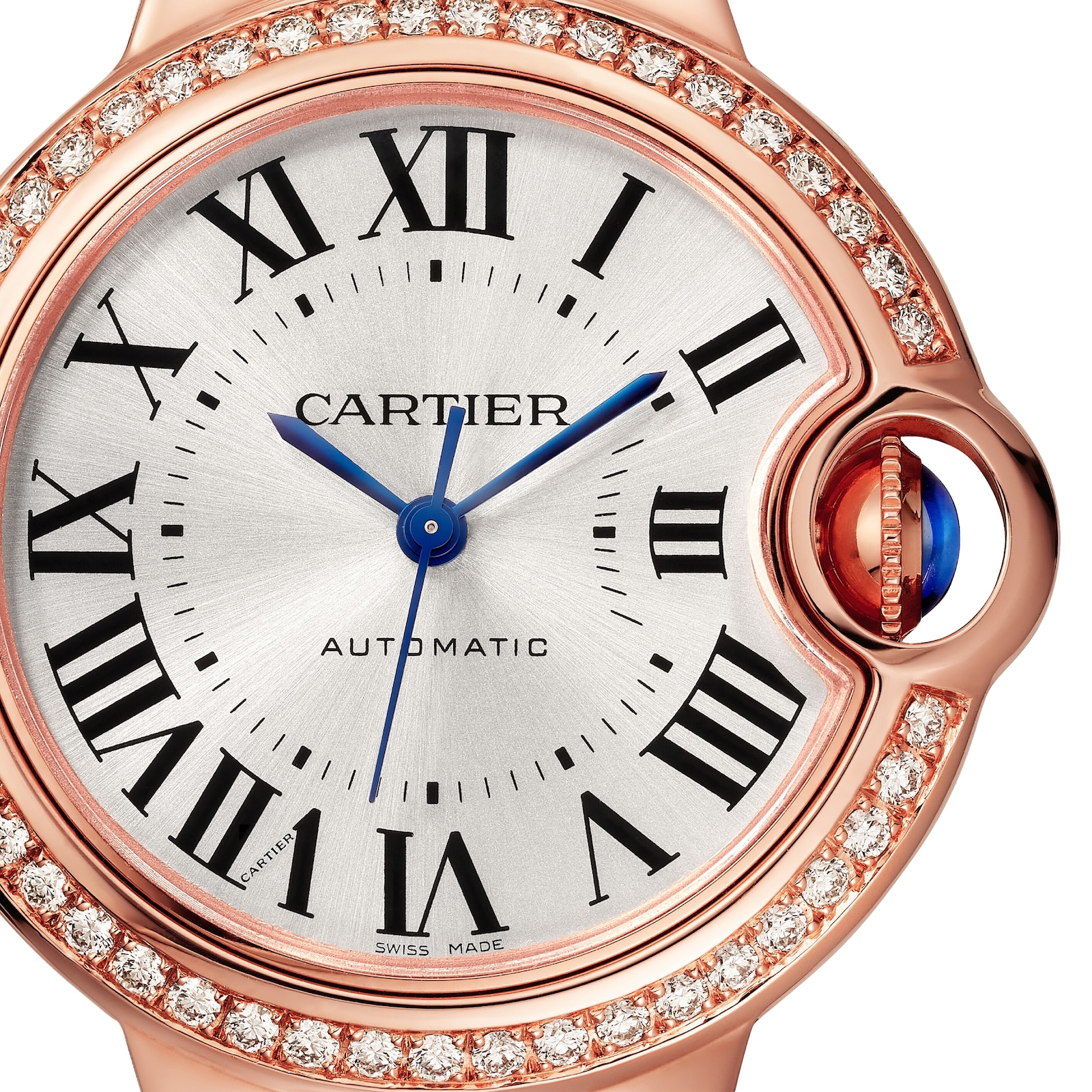 Cartier Ballon Bleu De Cartier Watch 33mm, Mechanical Movement With Automatic Winding, Rose Gold, Diamonds
