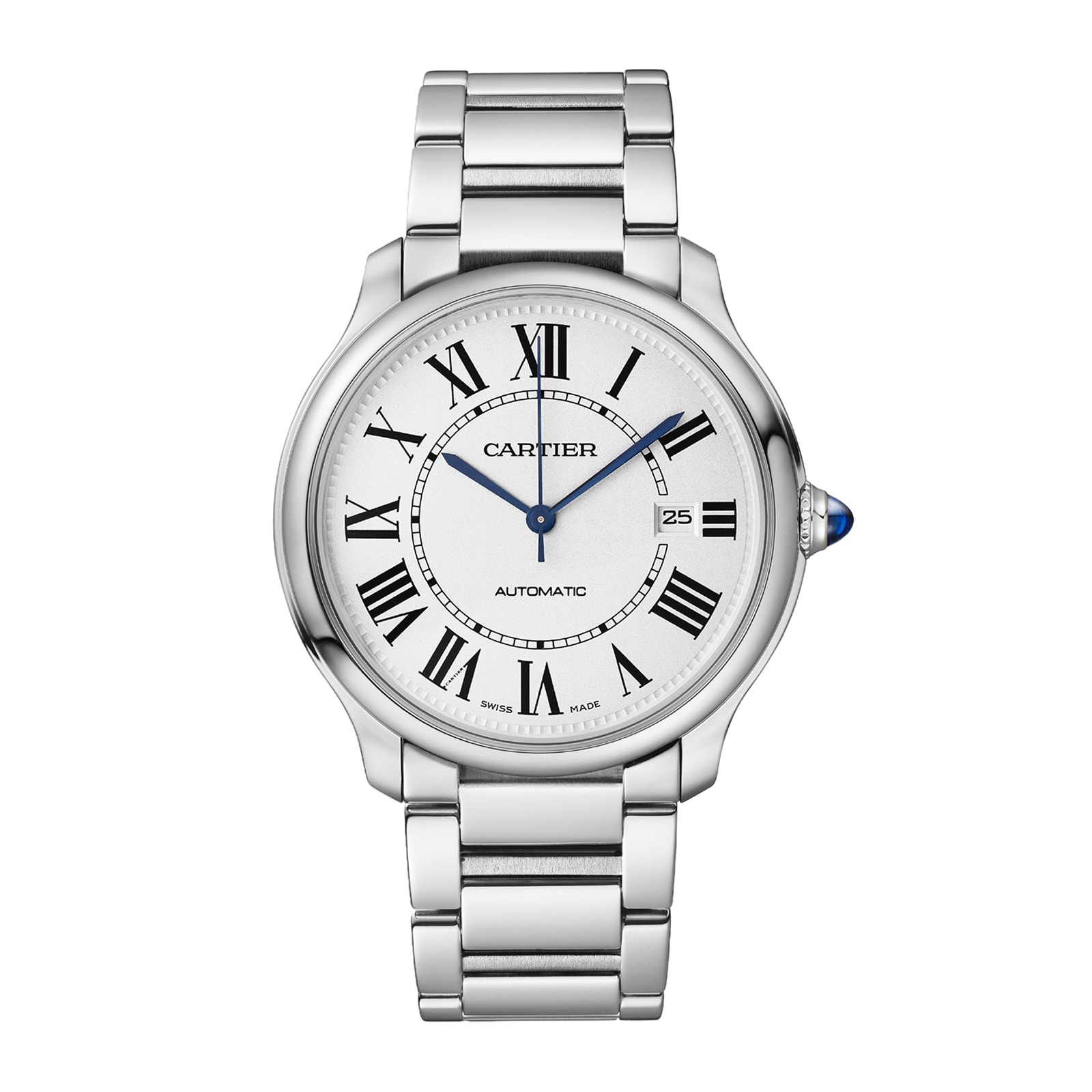CRWSSA0039 - Santos de Cartier watch - Large model, automatic movement,  steel, ADLC, interchangeable rubber and leather bracelets - Cartier