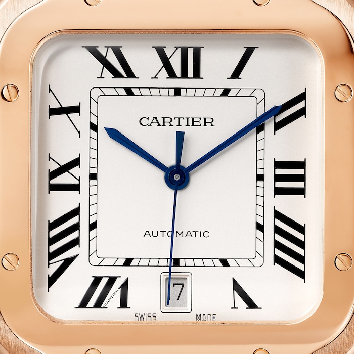 Cartier Santos Watch, Large Model, Automatic Movement, Rose Gold Interchangeable Strap