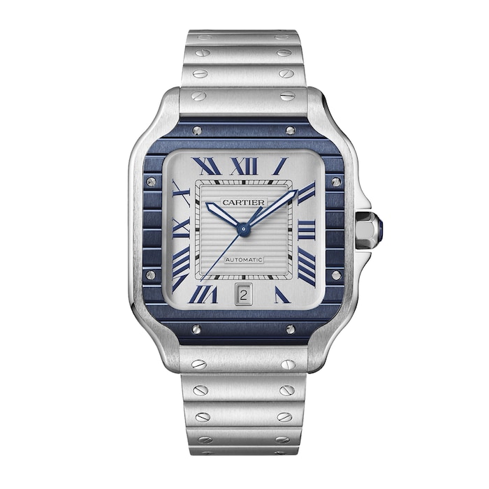 Cartier Santos De Cartier Large Model, Automatic Movement, Steel, PVD, Interchangeable Metal And Rubber Straps