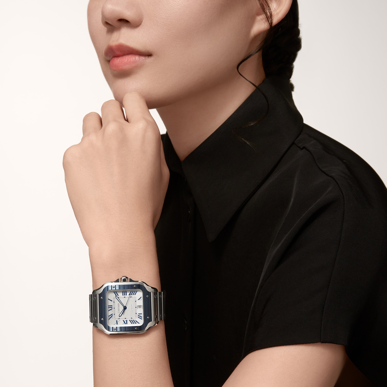Cartier Santos De Cartier Large Model, Automatic Movement, Steel, PVD, Interchangeable Metal And Rubber Straps