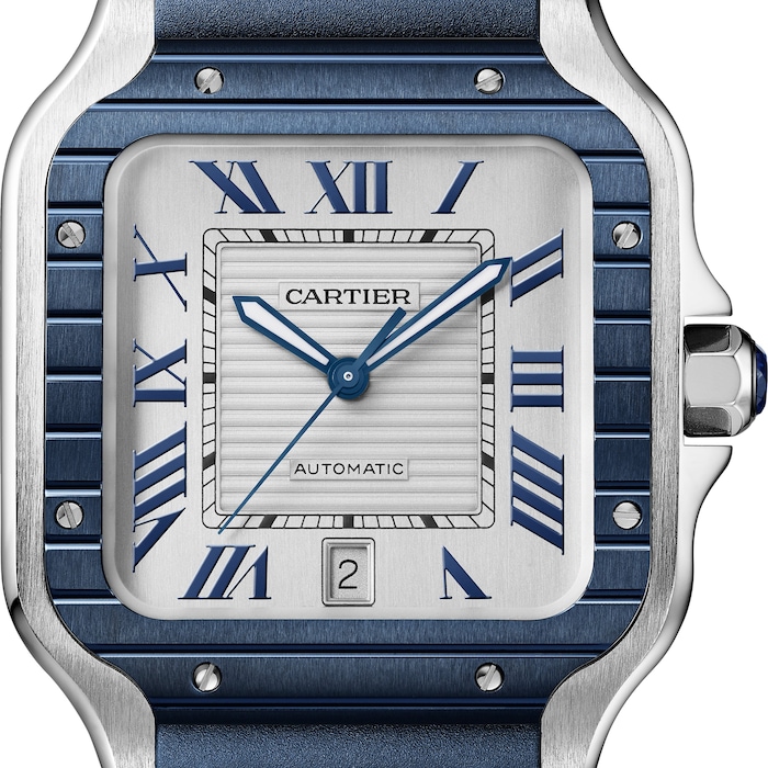 Cartier Santos De Cartier Large Model, Automatic Movement, Steel, PVD, Interchangeable Metal And Rubber Straps