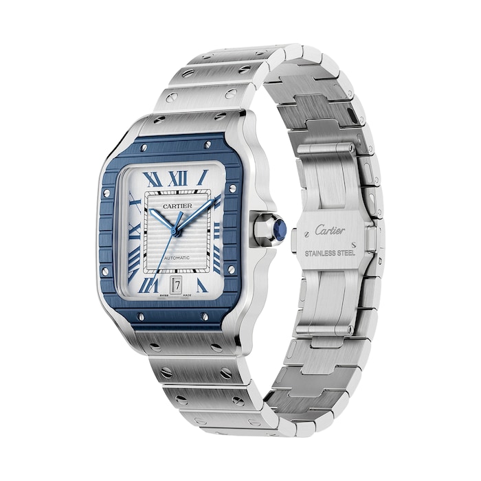 Cartier Santos De Cartier Large Model, Automatic Movement, Steel, PVD, Interchangeable Metal And Rubber Straps