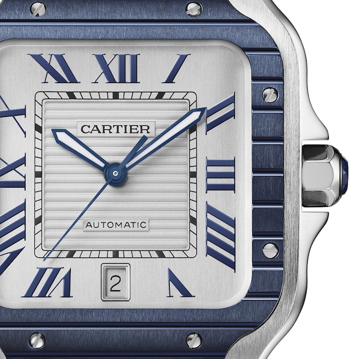 Cartier Santos De Cartier Large Model, Automatic Movement, Steel, PVD, Interchangeable Metal And Rubber Straps