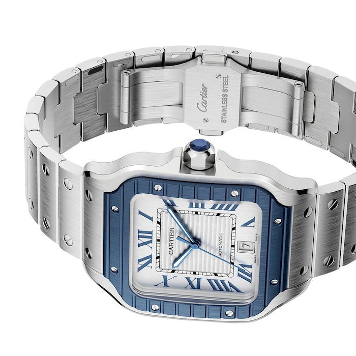 Cartier Santos De Cartier Large Model, Automatic Movement, Steel, PVD, Interchangeable Metal And Rubber Straps