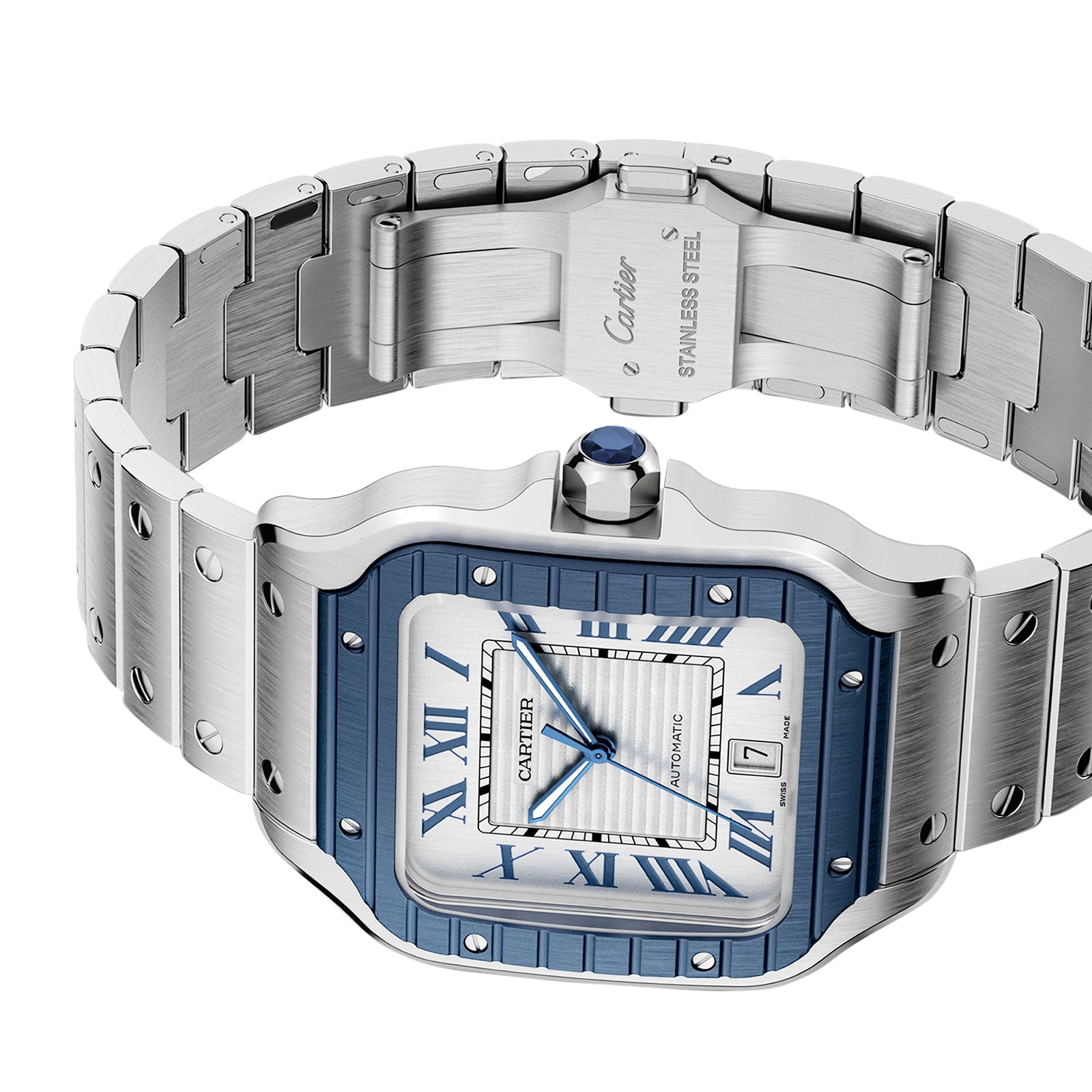 Cartier Santos De Cartier Large Model, Automatic Movement, Steel, PVD, Interchangeable Metal And Rubber Straps