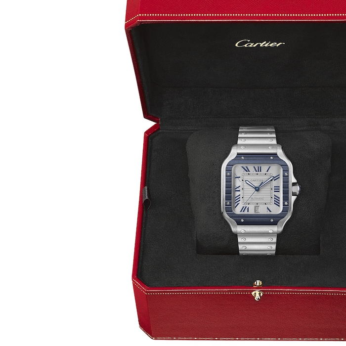 Cartier Santos De Cartier Large Model, Automatic Movement, Steel, PVD, Interchangeable Metal And Rubber Straps