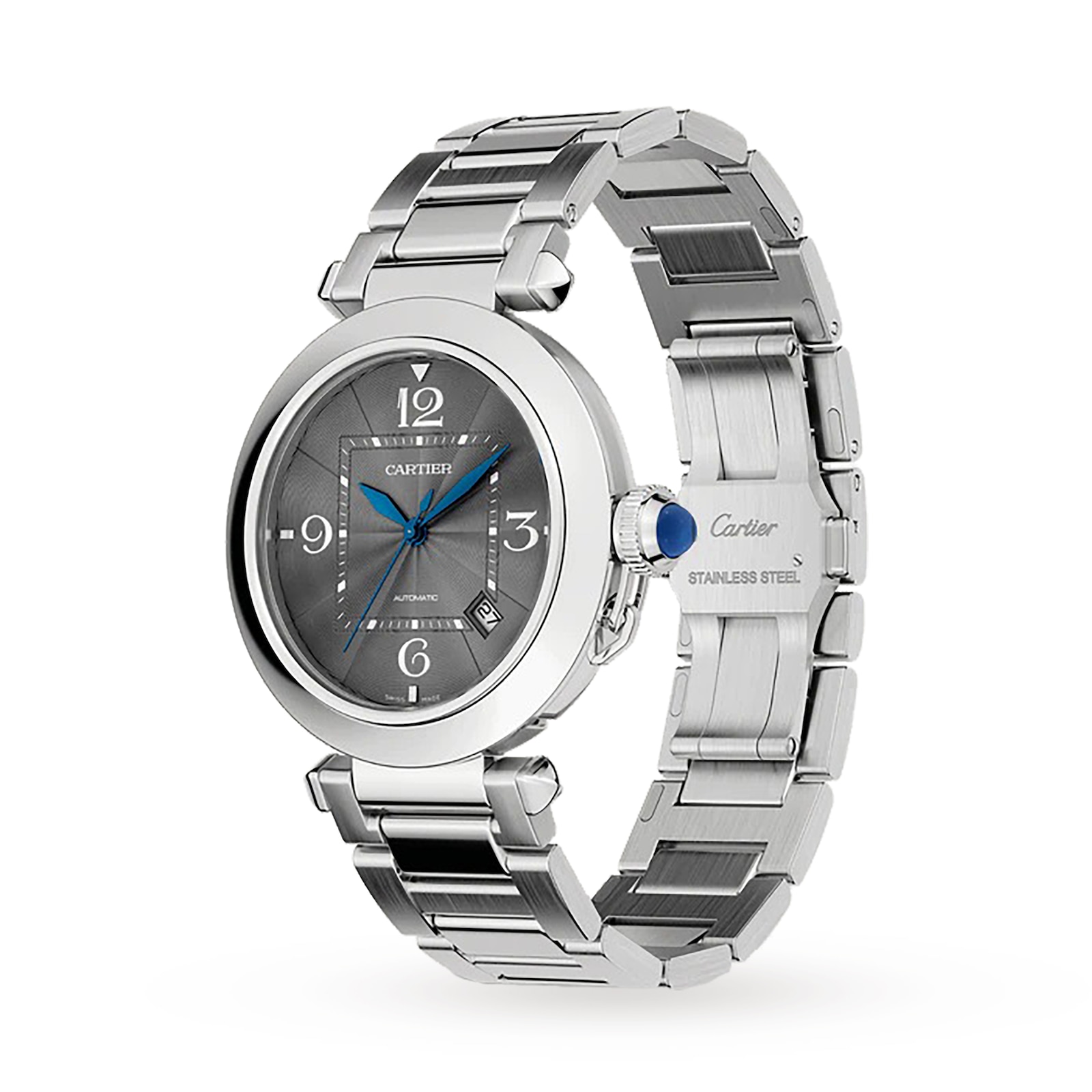Cartier Pasha De Cartier Watch 41mm, Automatic Movement, Steel, Dark Grey Dial, Interchangeable Metal And Leather Straps