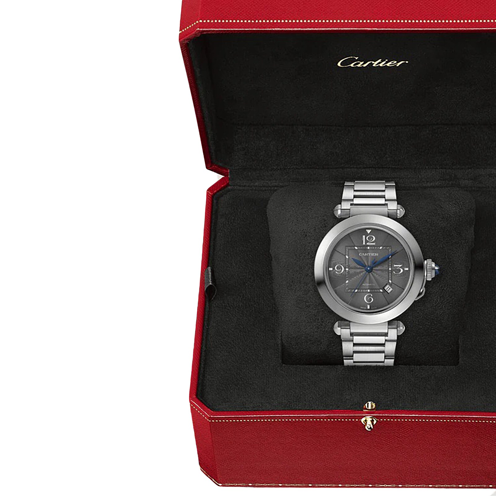 Cartier Pasha De Cartier Watch 41mm, Automatic Movement, Steel, Dark Grey Dial, Interchangeable Metal And Leather Straps
