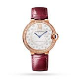 Cartier Ballon Bleu De Cartier Watch 36mm, Automatic Mechanical Movement, Rose Gold, Diamonds, Leather