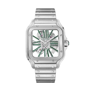 Cartier Santos watch, skeleton, large model, Manufacture mechanical movement with manual winding
