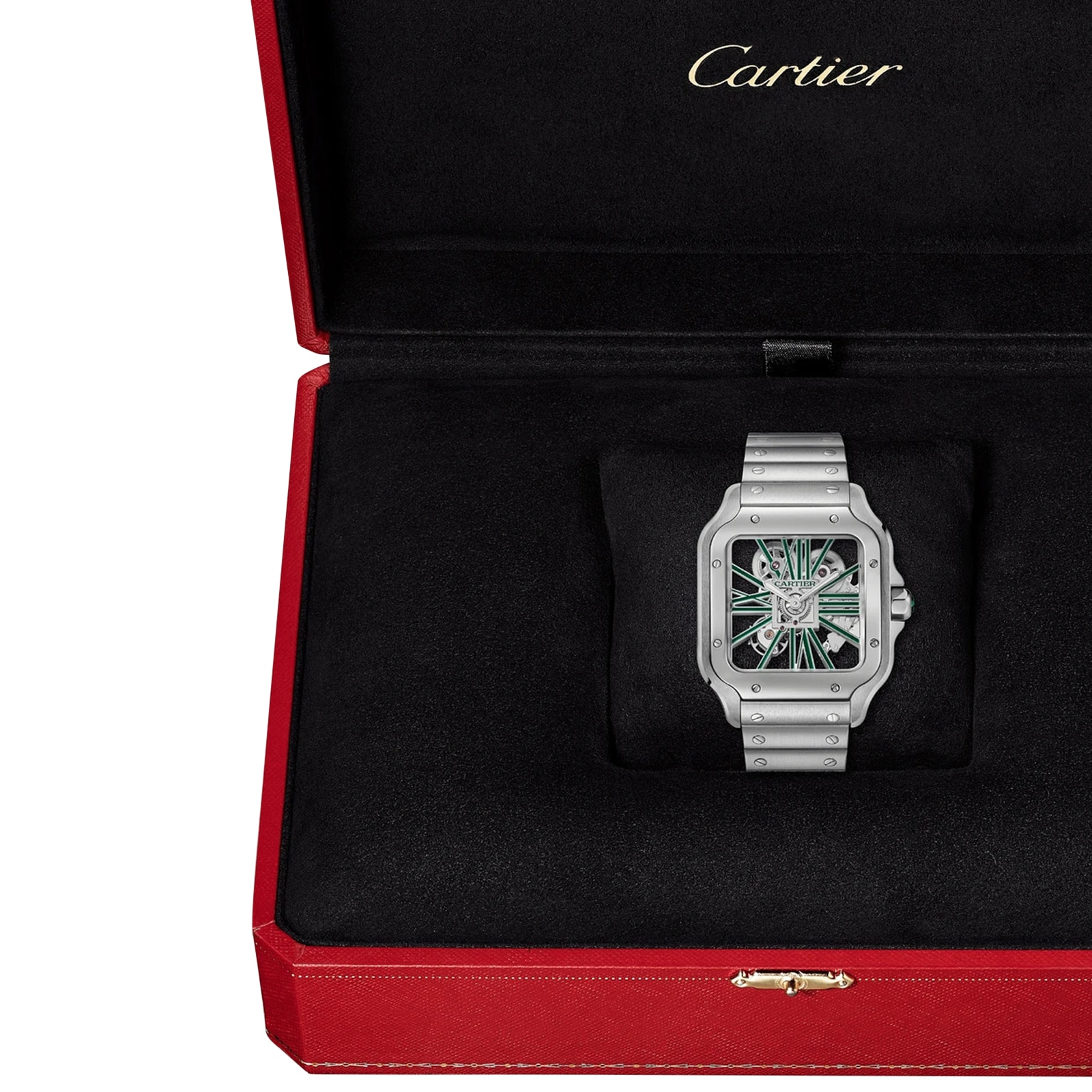 Cartier Santos watch, skeleton, large model, Manufacture mechanical movement with manual winding