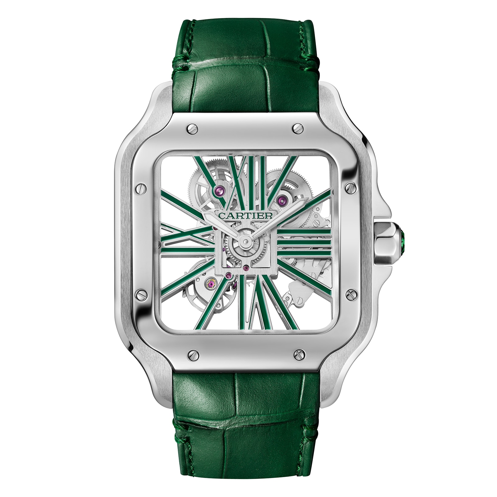 Cartier Santos De Cartier Watch, Skeleton, Large Model, Manufacture Mechanical Movement With Manual Winding Cartier Santos De Cartier Watch, Skeleton, Large Model, Manufacture Mechanical Movement With Manual Winding