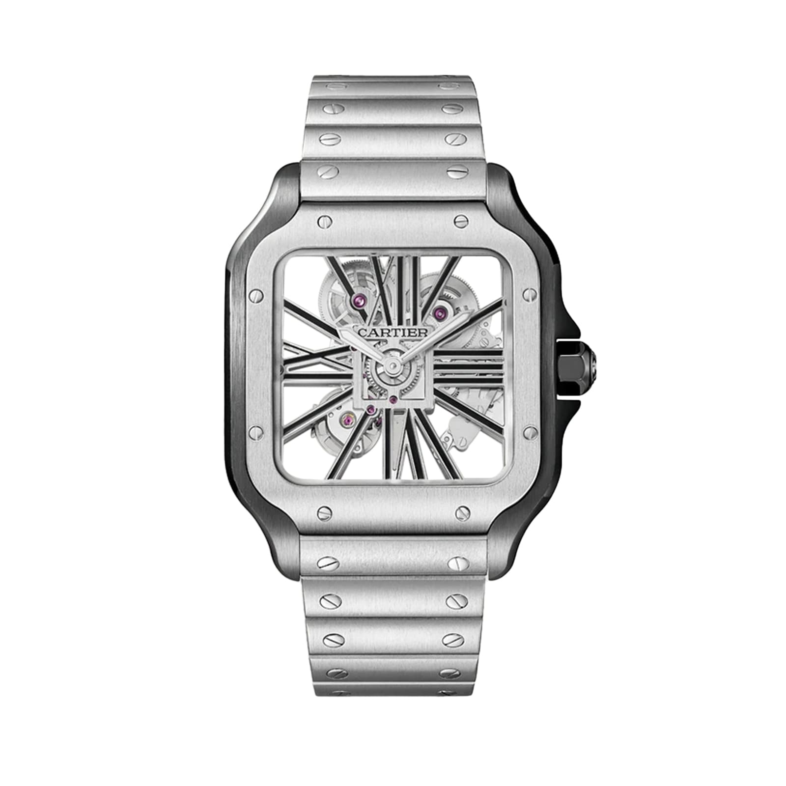 Cartier Santos Watch, Large Model, Manual Winding, Black ADLC Steel Case Interchangeable Strap