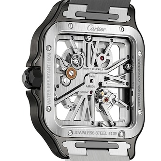 Cartier Santos Watch, Large Model, Manual Winding, Black ADLC Steel Case Interchangeable Strap Cartier Santos Watch, Large Model, Manual Winding, Black ADLC Steel Case Interchangeable Strap