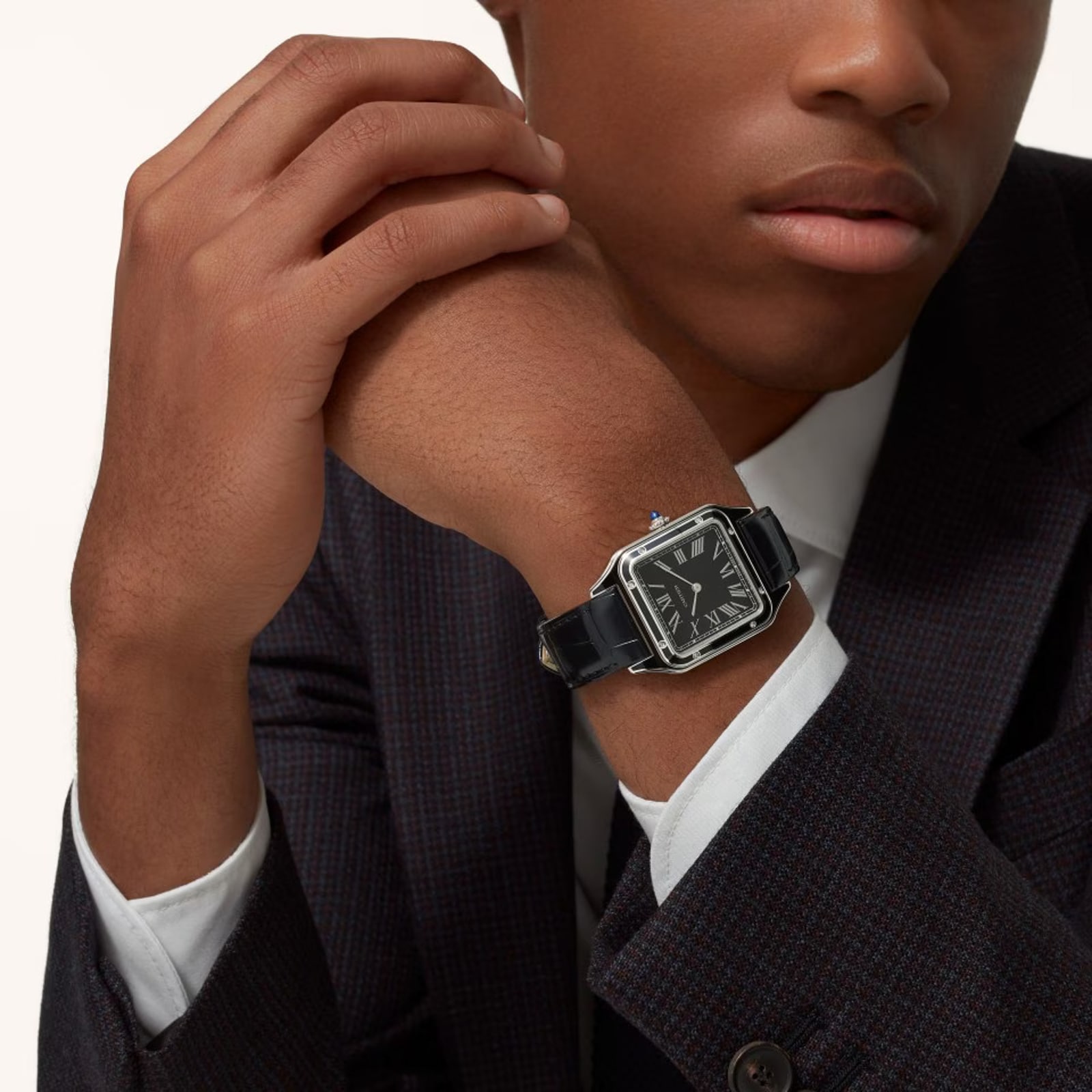 Cartier Santos-Dumont Watch, Large Model, Manual Movement, Steel, Lacquer, Leather Cartier Santos-Dumont Watch, Large Model, Manual Movement, Steel, Lacquer, Leather