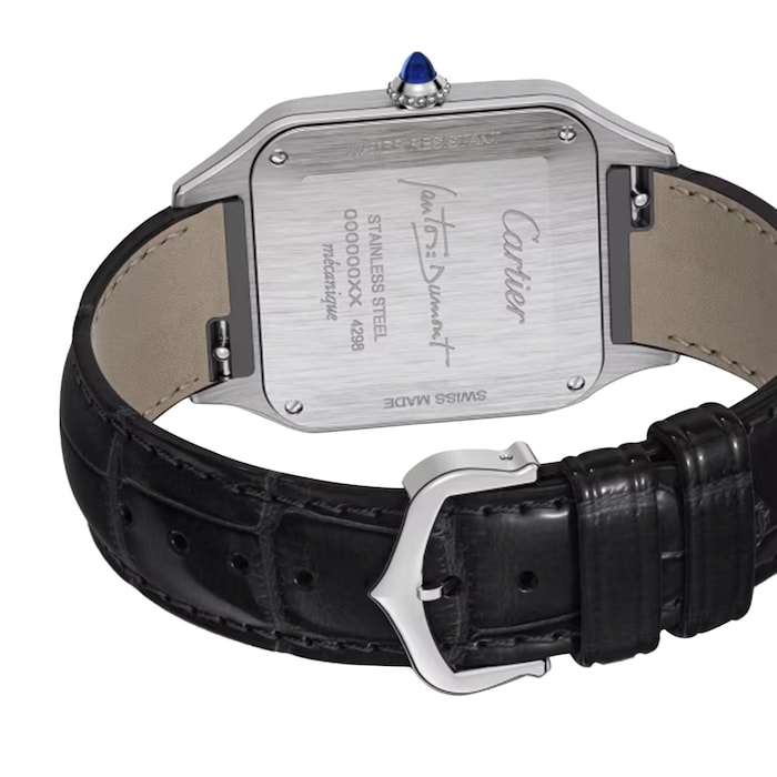 Cartier Santos-Dumont Watch, Large Model, Manual Merchanical Movement, Steel, Lacquer, Leather