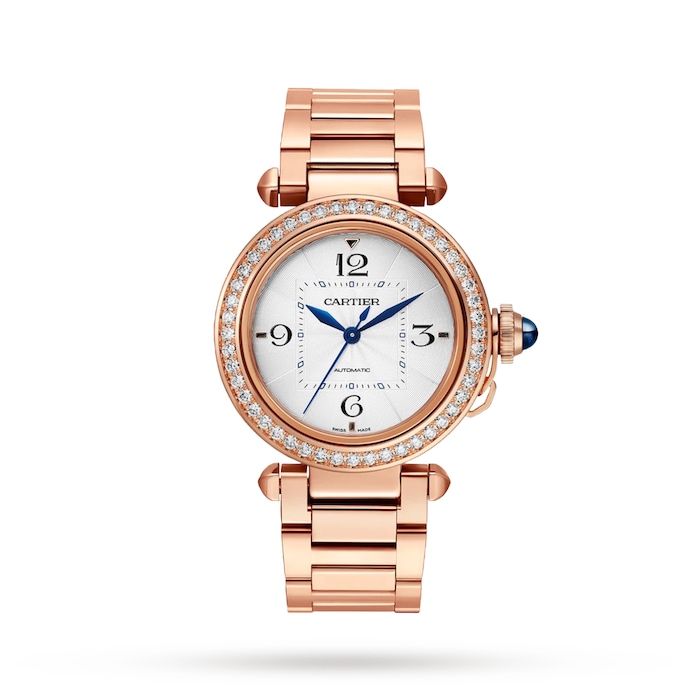 Cartier Pasha De Cartier Watch 35mm, Automatic Movement, Rose Gold, Diamonds, Interchangeable Metal And Leather Straps