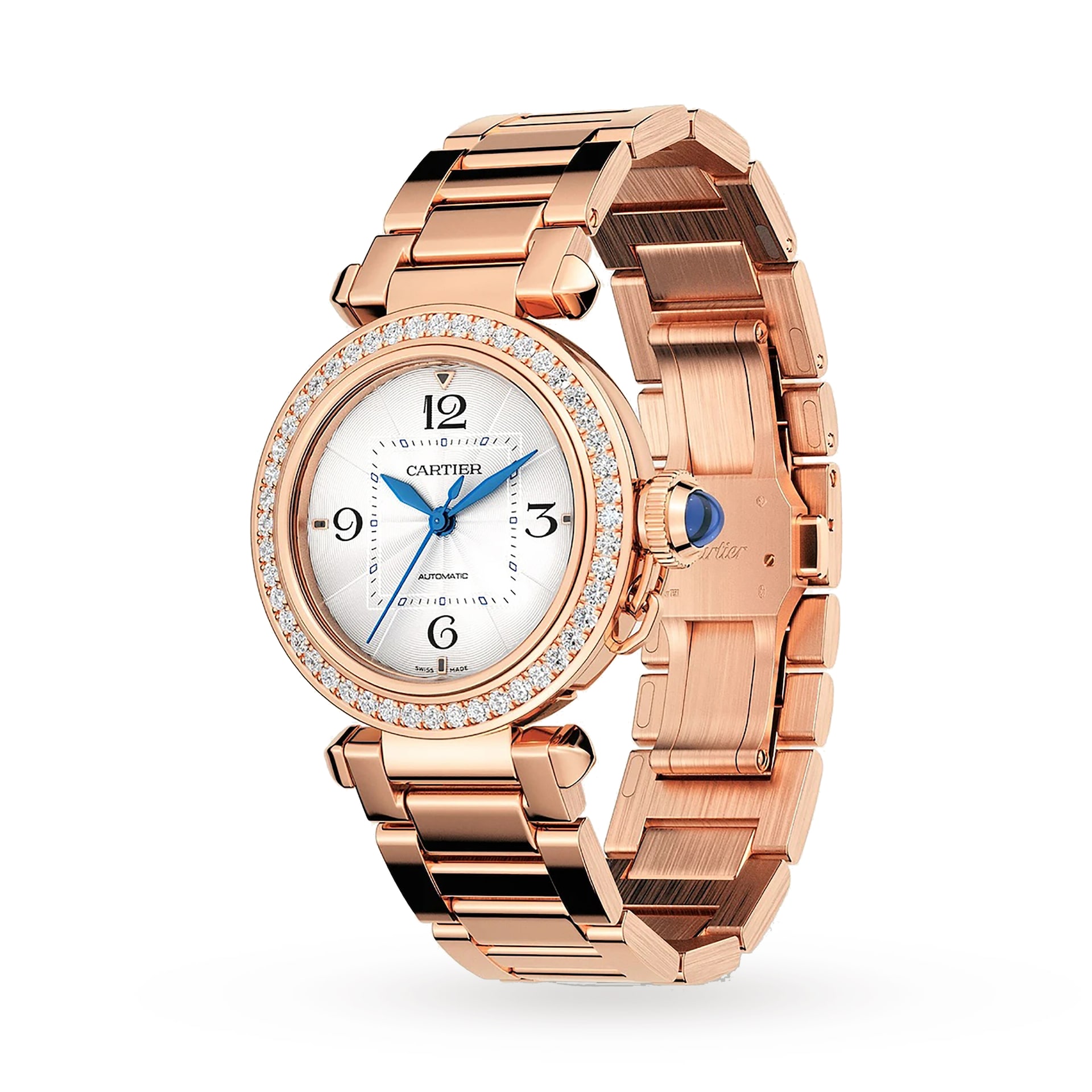Cartier Pasha De Cartier Watch 35mm, Automatic Movement, Rose Gold, Diamonds, Interchangeable Metal And Leather Straps Cartier Pasha De Cartier Watch 35mm, Automatic Movement, Rose Gold, Diamonds, Interchangeable Metal And Leather Straps