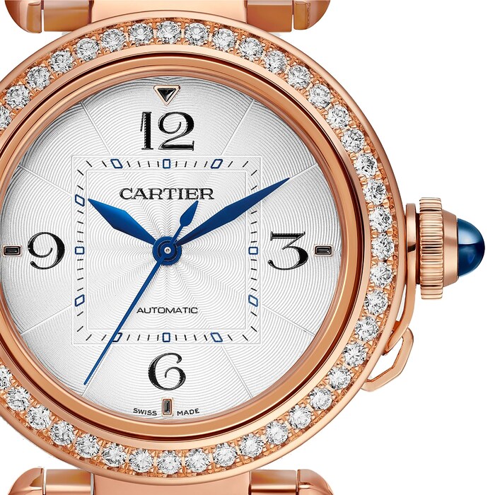 Cartier Pasha De Cartier Watch 35mm, Automatic Movement, Rose Gold, Diamonds, Interchangeable Metal And Leather Straps