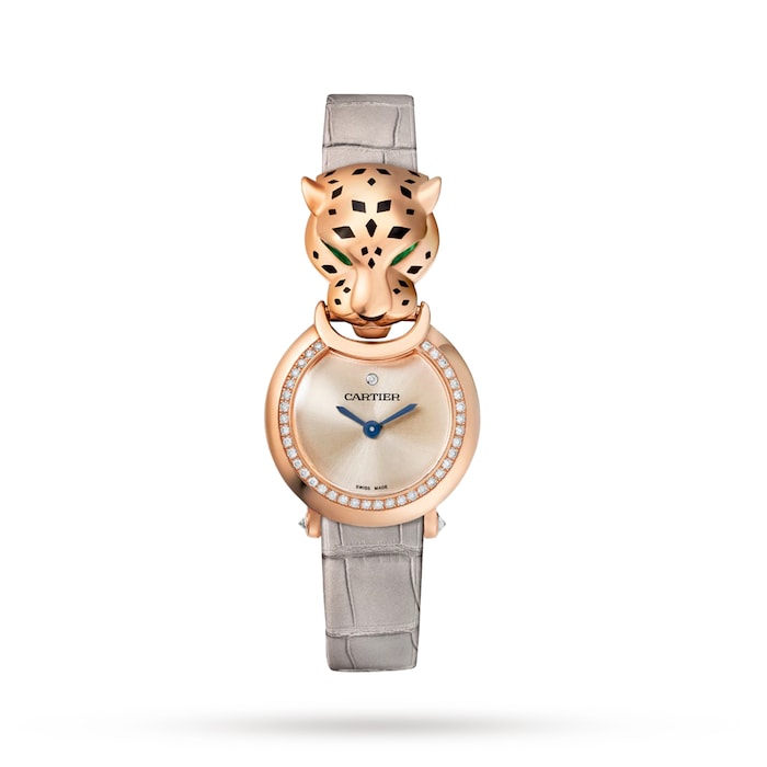 Cartier La Panthère De Cartier Watch Small Model, Quartz Movement, Rose Gold, Diamonds, Leather