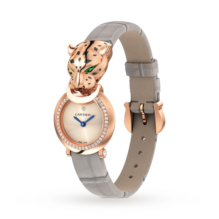 Cartier La Panthère De Cartier Watch Small Model, Quartz Movement, Rose Gold, Diamonds, Leather