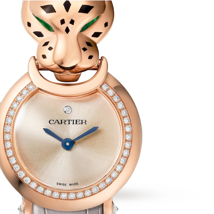 Cartier La Panthère De Cartier Watch Small Model, Quartz Movement, Rose Gold, Diamonds, Leather