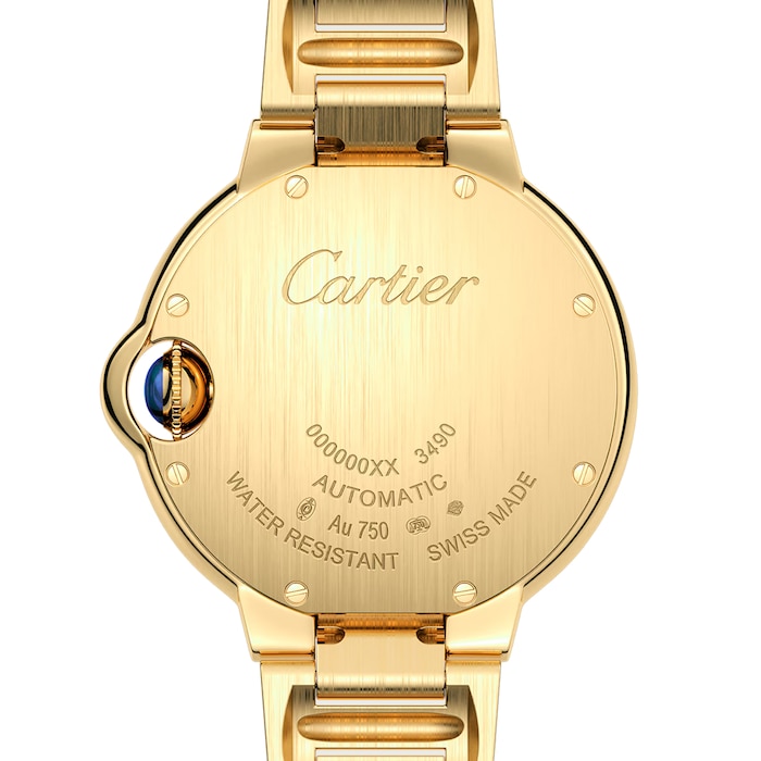 Cartier Ballon Bleu De Cartier Watch 33mm, Mechanical Movement With Automatic Winding, Yellow Gold, Diamonds