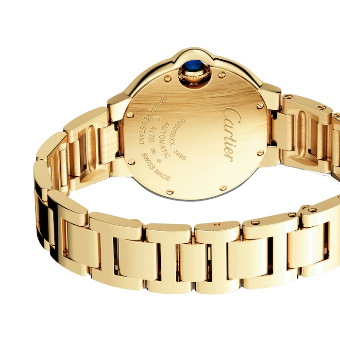 Cartier Ballon Bleu De Cartier Watch 33mm, Mechanical Movement With Automatic Winding, Yellow Gold, Diamonds