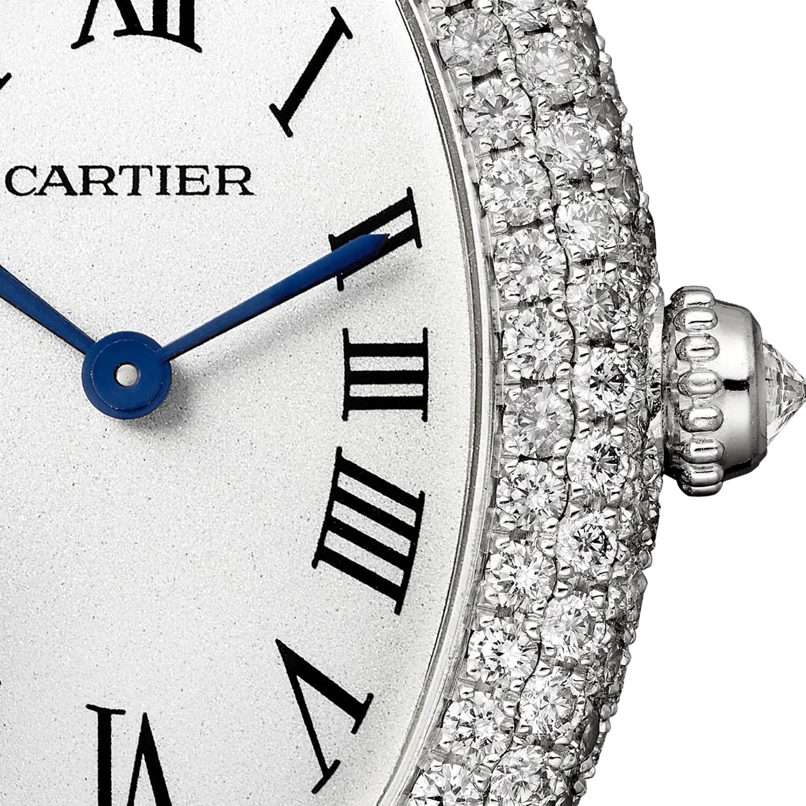 Cartier Baignoire watch, small model, quartz movement. 18K white gold (750/1000) case set with brilliant-cut diamonds.