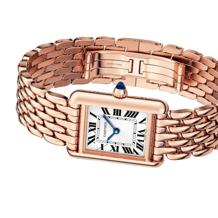 Purchase Louis Cartier Tank watch, Small size, mechanical manual movement,  rose gold, leather
