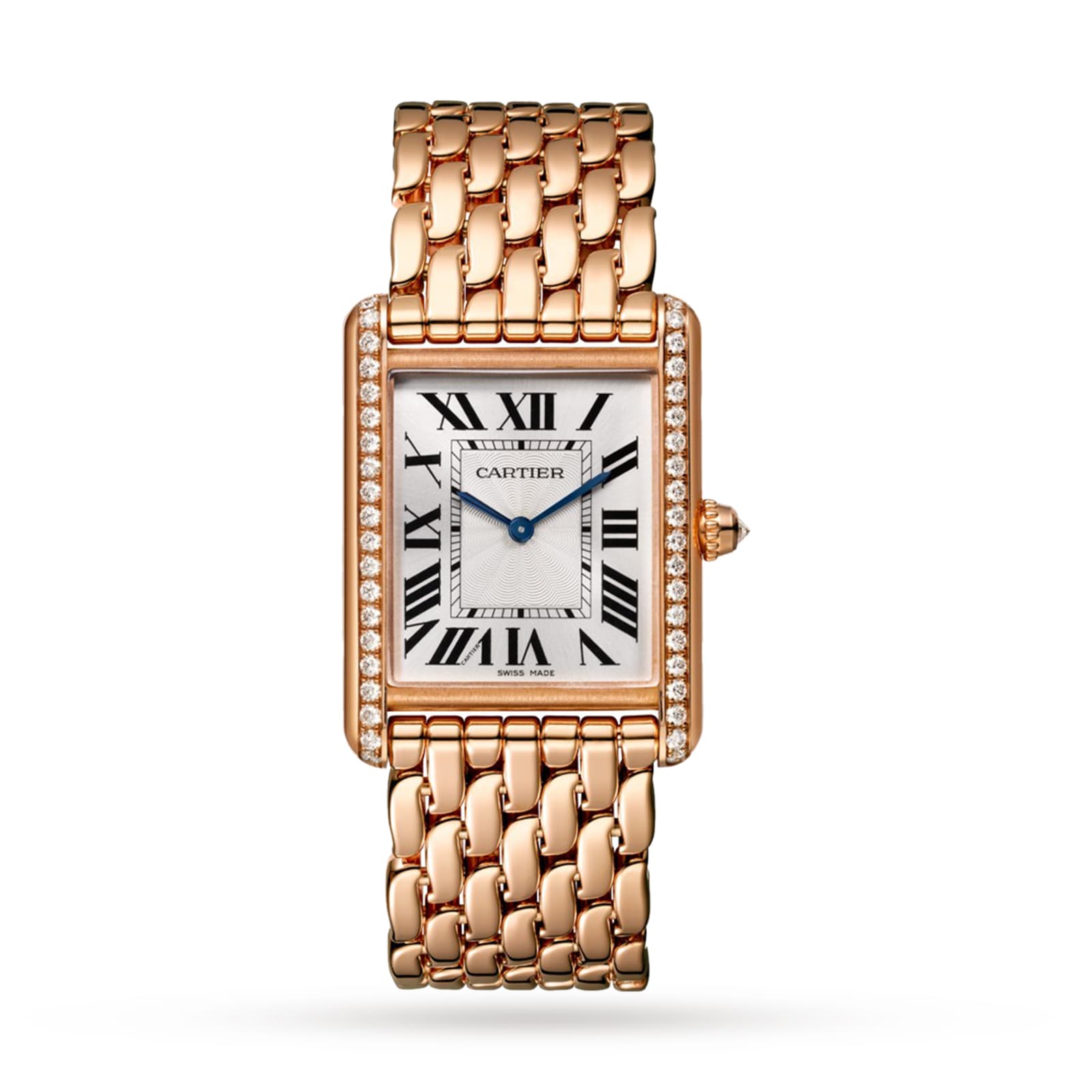 Cartier Tank Louis White Gold Diamond Pink Strap Ladies Watch WJTA0011 Box  Paper