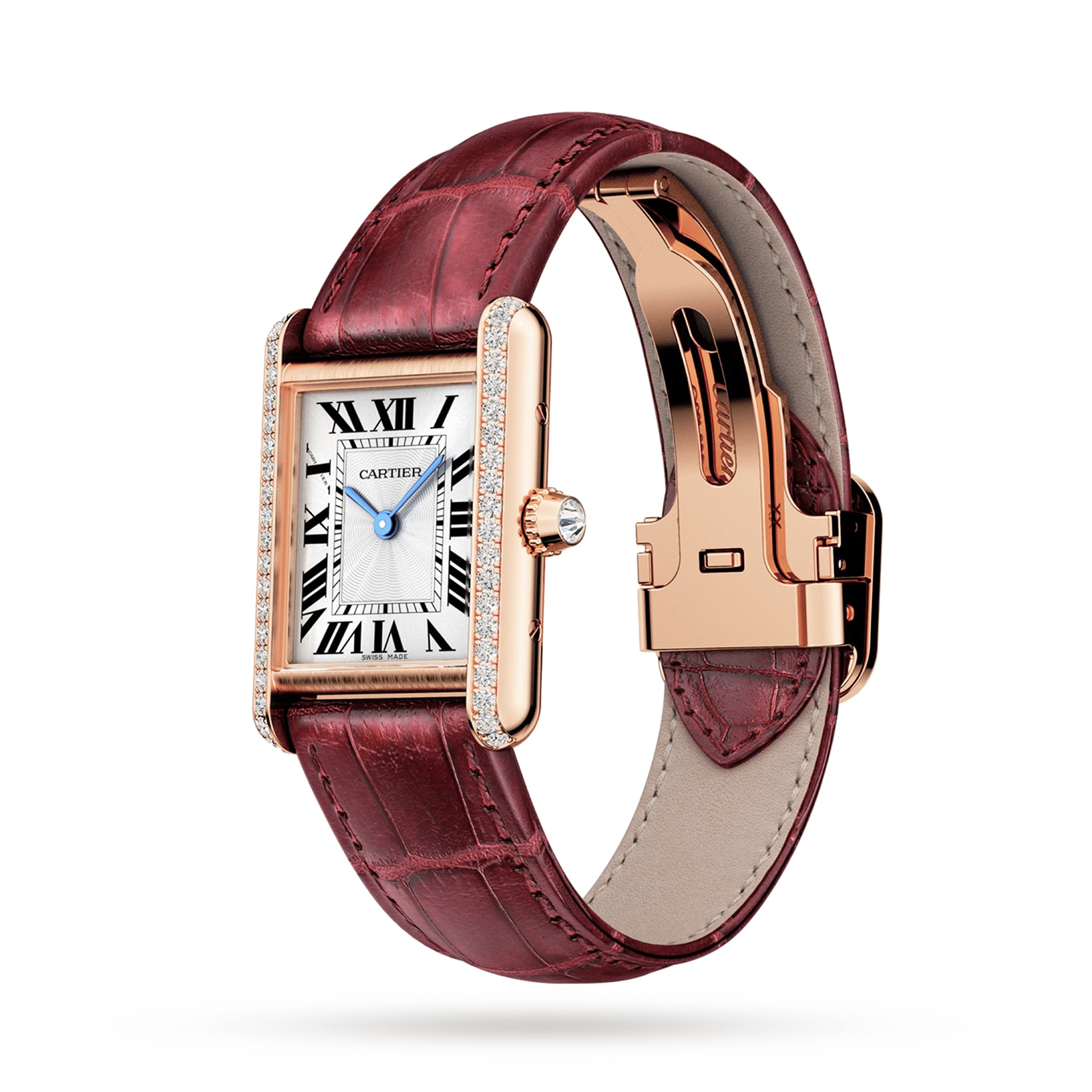 Cartier tank rose cheap gold leather strap