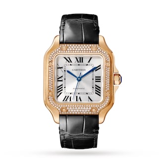 Cartier Santos De Cartier Watch Medium Model, Automatic Movement, Rose Gold, Diamonds