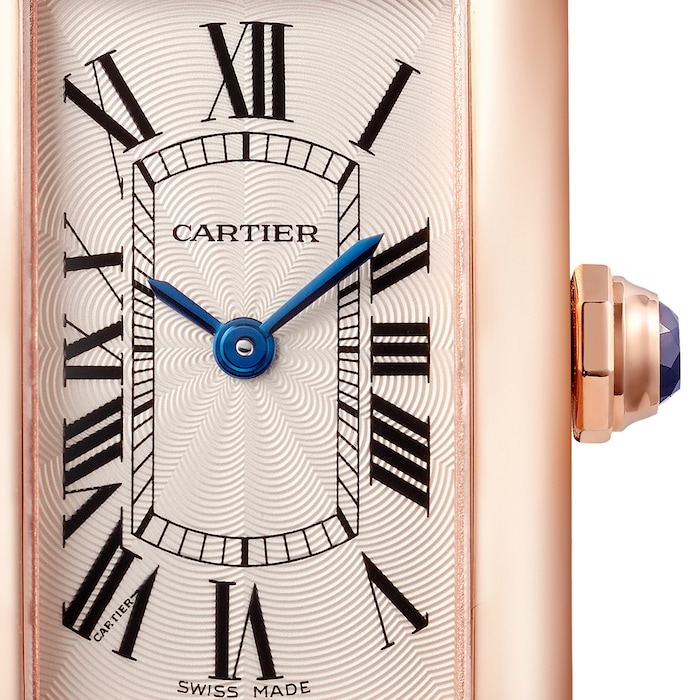 Cartier Tank Américaine Watch Small Model, Quartz Movement, Rose Gold, Leather