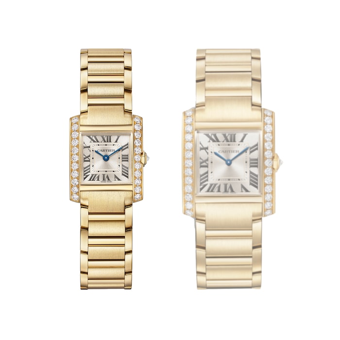 Cartier Tank Française Watch Small Model, Quartz Movement, Yellow Gold, Diamonds