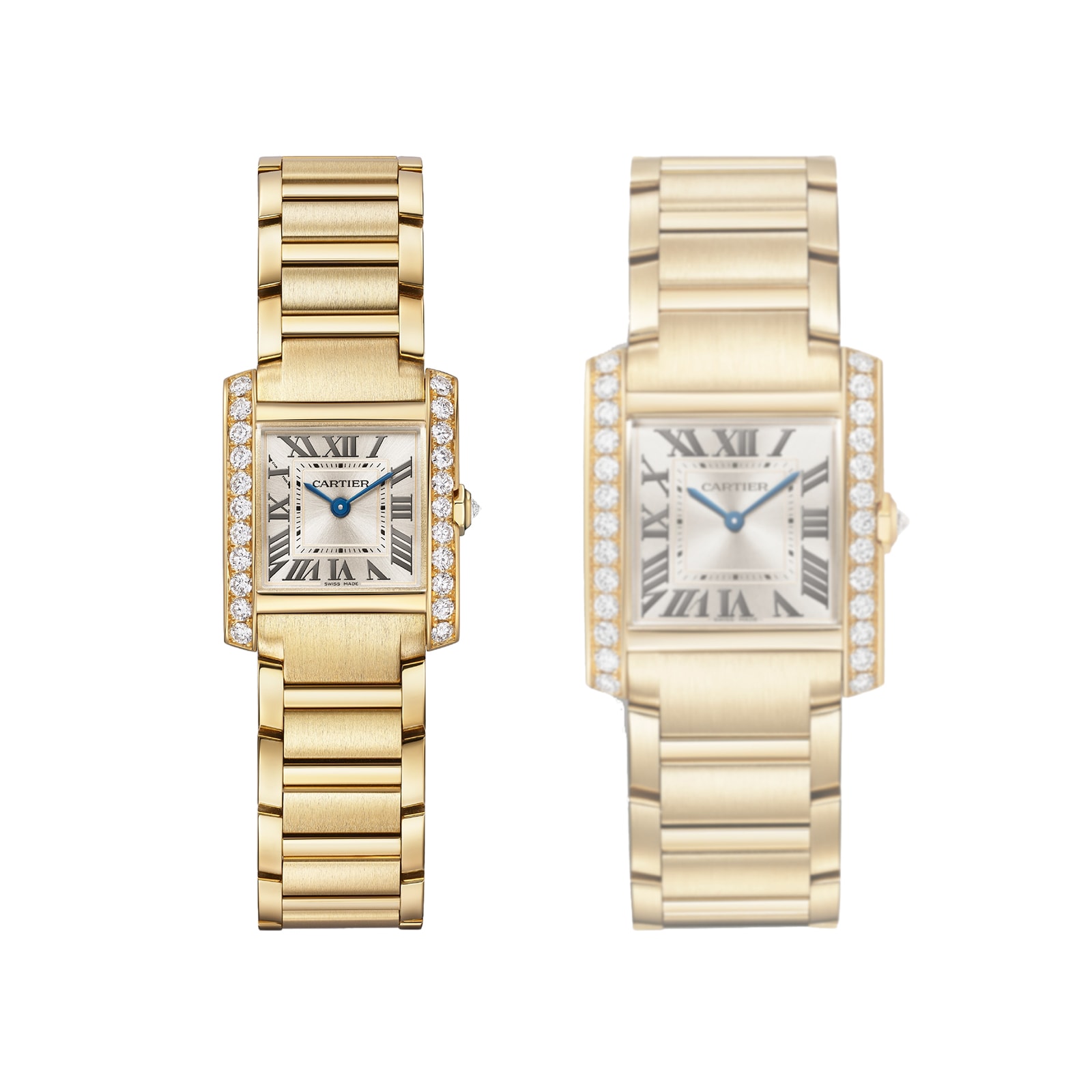 Cartier Tank Française Watch Small Model, Quartz Movement, Yellow Gold, Diamonds